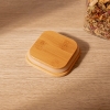 Square Glass Jar With Bamboo Lid 21 x 8 x 8 cm - Transparent / Beige