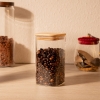 Square Glass Jar With Bamboo Lid 21 x 8 x 8 cm - Transparent / Beige
