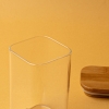 Square Glass Jar With Bamboo Lid 13 x 8 x 8 cm - Transparent / Beige