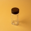 Seasoning Glass Jar With Lid 120 ml - Transparent / Brown