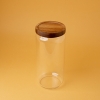 Kitchen Spices Glass Storage Jar With Lid 950 ml - Transparent / Brown