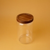 Kitchen Spices Glass Storage Jar With Lid 650 ml - Transparent / Brown