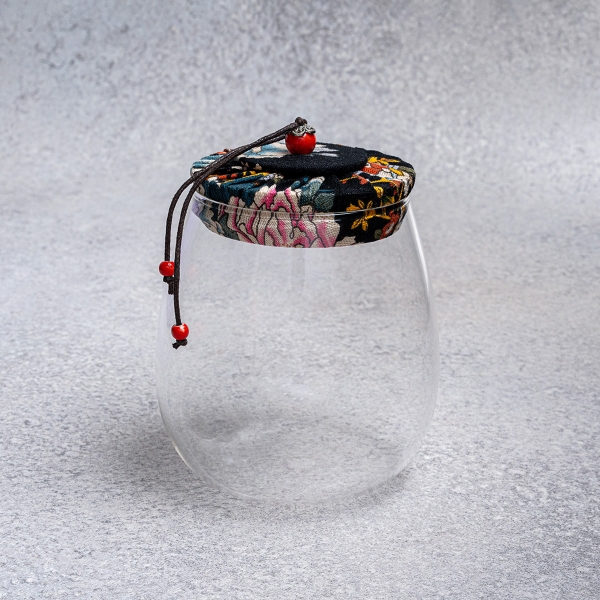 Round Airtight Glass Storage Jar With Lid 0.5 - 1 L - Transparent / Black