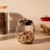 Round Airtight Glass Storage Jar With Lid 0.5 - 1 L - Transparent / Black