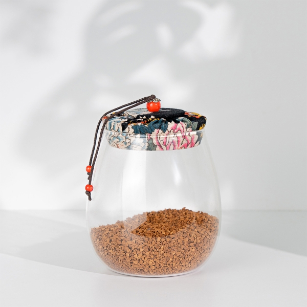 Round Airtight Glass Storage Jar With Lid 0.5 - 1 L - Transparent / Black