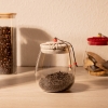 Round Airtight Glass Storage Jar With Lid 0.5 - 1 L - Transparent / Beige