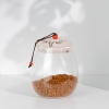 Round Airtight Glass Storage Jar With Lid 0.5 - 1 L - Transparent / Beige
