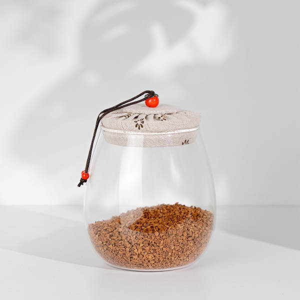 Round Airtight Glass Storage Jar With Lid 0.5 - 1 L - Transparent / Beige