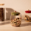 Round Airtight Glass Storage Jar With Lid 0.5 - 1 L - Transparent / Green