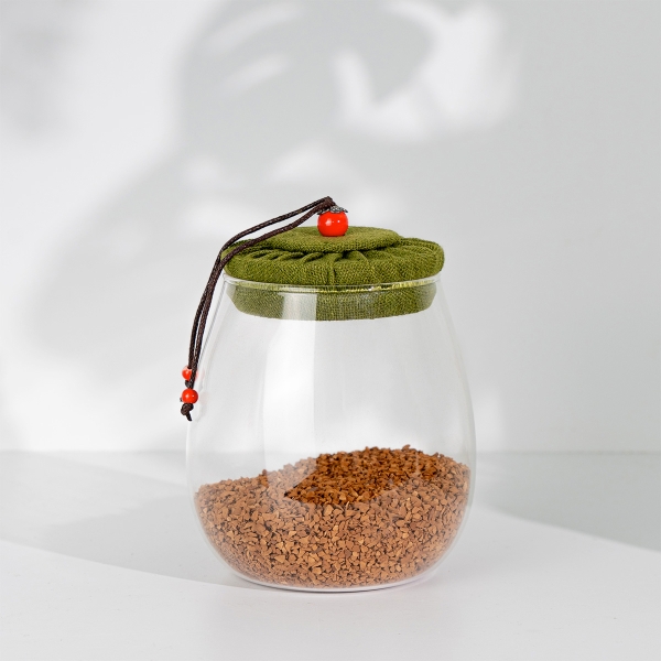 Round Airtight Glass Storage Jar With Lid 0.5 - 1 L - Transparent / Green