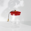 Round Airtight Glass Storage Jar With Lid 0.5 - 1 L - Transparent / Red