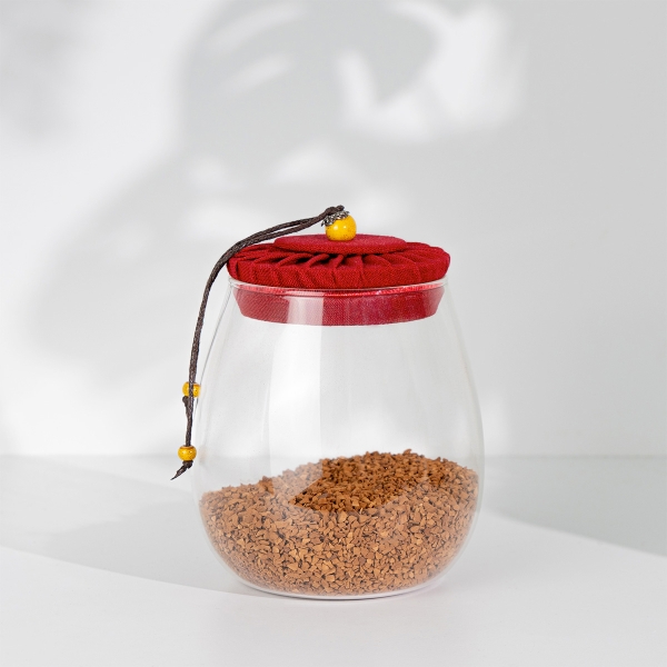 Round Airtight Glass Storage Jar With Lid 0.5 - 1 L - Transparent / Red