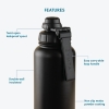 Stainless Steel Water Bottle 1L Double Wall Insulated Bottles, BPA Free Vacuum Flask For Hot and Cold Water Leak Proof Wide Mouth for Office, School, Picnics, Gym and All Age Range (Black)
