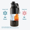 Stainless Steel Water Bottle 1L Double Wall Insulated Bottles, BPA Free Vacuum Flask For Hot and Cold Water Leak Proof Wide Mouth for Office, School, Picnics, Gym and All Age Range (Black)