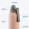 Stainless Steel Water Bottle 1L Double Wall Insulated Bottles, BPA Free Vacuum Flask For Hot and Cold Water Leak Proof Wide Mouth for Office, School, Picnics, Gym, and All Age Range (Pink)