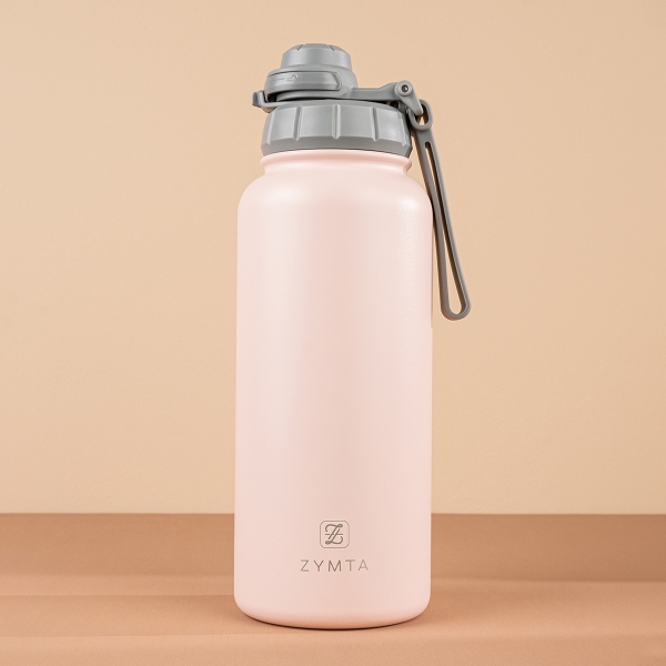 Stainless Steel Water Bottle 1L Double Wall Insulated Bottles, BPA Free Vacuum Flask For Hot and Cold Water Leak Proof Wide Mouth for Office, School, Picnics, Gym, and All Age Range (Pink)