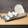 Stainless Steel Expandable Dish Rack with Removable Cutlery Holder, Drip Spout and Large Capacity Dish Rack