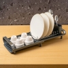 Compact Dish Drainer, Stainless Steel Dish Drying Rack with Removable Cutlery Holder, Kitchen Counter Small Expandable Rack Sink Organization, Utensil Holder
