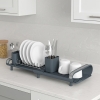 Compact Dish Drainer, Stainless Steel Dish Drying Rack with Removable Cutlery Holder, Kitchen Counter Small Expandable Rack Sink Organization, Utensil Holder