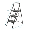 Step Ladder 3 Step, Folding Step Stool, Wide Anti-Slip Pedal, Lightweight, Portable Steel Use for Home and Office (Black 3 Step)