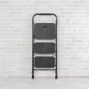 Step Ladder 3 Step, Folding Step Stool, Wide Anti-Slip Pedal, Lightweight, Portable Steel Use for Home and Office (Black 3 Step)