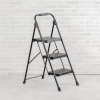 Step Ladder 3 Step, Folding Step Stool, Wide Anti-Slip Pedal, Lightweight, Portable Steel Use for Home and Office (Black 3 Step)
