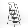 Portable Handrails Step Ladder, Heavy Duty Sturdy Ladders, Foldable with Anti-Slip Wide Pedals, Large Capacity, for Kitchen Household and Office (Black 4 Step)
