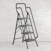 Portable Handrails Step Ladder, Heavy Duty Sturdy Ladders, Foldable with Anti-Slip Wide Pedals, Large Capacity, for Kitchen Household and Office (Black 4 Step)