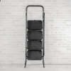 Portable Handrails Step Ladder, Heavy Duty Sturdy Ladders, Foldable with Anti-Slip Wide Pedals, Large Capacity, for Kitchen Household and Office (Black 4 Step)