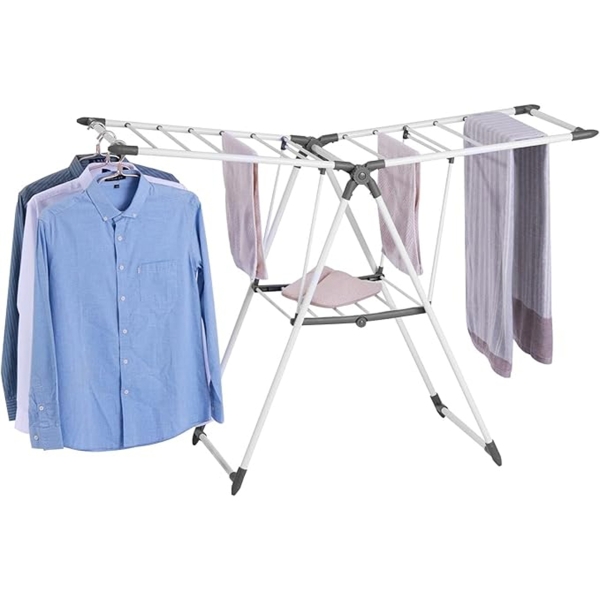Folding Multifunctional Laundry Drying Rack 156 x 61.5 x 99 cm - Silver / Dark Green