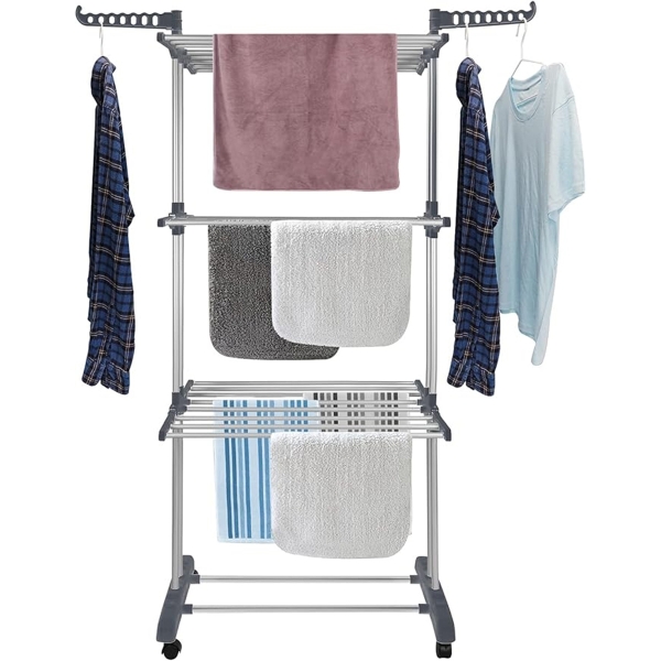 Laundry Stand Metal Drying Rack 79 x 58 x 165 cm - White / Dark Green