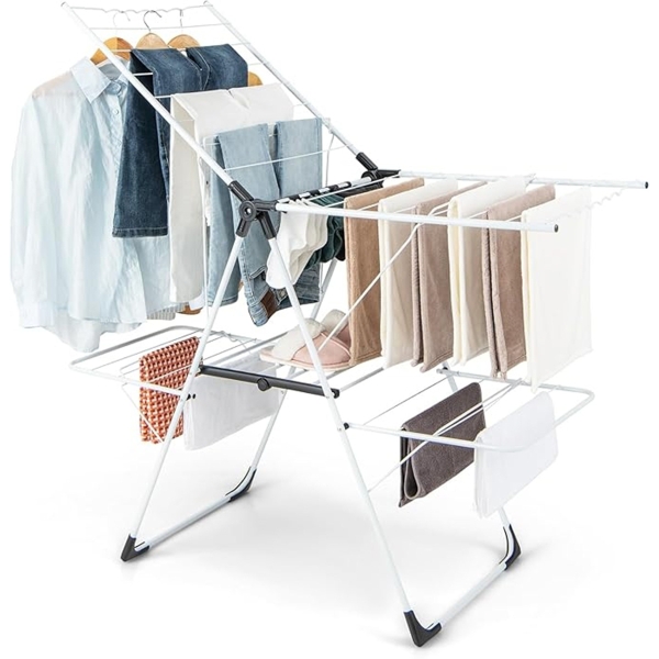 Multifunction Foldable Clothing Drying Rack 141 x 58 x 93 cm - White