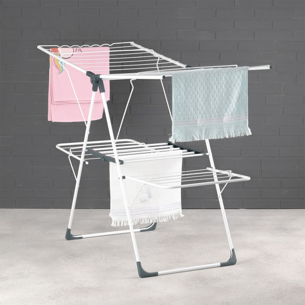 Multifunction Foldable Clothing Drying Rack 141 x 58 x 93 cm - Silver    