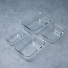 Glass Food Storage Containers Set of 4 Pieces Food Containers with Lids, Heatable and Durable, Square Borosilicate Glass Lunch Box, BPA Free and Leak Proof