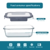 Glass Food Storage Containers Set of 4 Pieces Food Containers with Lids, Heatable and Durable, Square Borosilicate Glass Lunch Box, BPA Free and Leak Proof