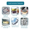 Glass Food Storage Containers Set of 4 Pieces Food Containers with Lids, Heatable and Durable, Square Borosilicate Glass Lunch Box, BPA Free and Leak Proof