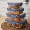 Glass Food Storage Containers Set of 4 Pieces Food Containers with Lids, Heatable and Durable, Square Borosilicate Glass Lunch Box, BPA Free and Leak Proof