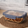 Glass Food Storage Containers Set of 4 Pieces Food Containers with Lids, Heatable and Durable, Square Borosilicate Glass Lunch Box, BPA Free and Leak Proof