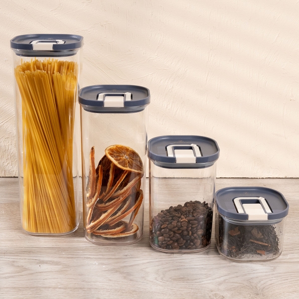 Storage Jar with Lid Airtight Storage Jar for Food, Plastic Storage Container (4 Pieces)