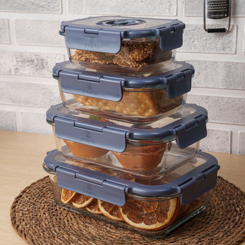 4 Pieces Zymta Vacuum Glass Food Co..