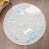 Cloud Round Trip 100 x 100 cm Round Zymta Winter Carpet - Blue / Beige / Cream / Brown