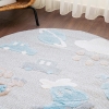 Cloud Round Trip 100 x 100 cm Round Zymta Winter Carpet - Blue / Beige / Cream / Brown