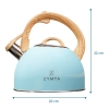  2.5 L Zymta Whistling Stainless Steel Teapot With Ergonomic Handle - Blue