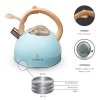  2.5 L Zymta Whistling Stainless Steel Teapot With Ergonomic Handle - Blue