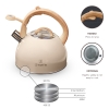 2.5 L Zymta Whistling Stainless Steel Teapot With Ergonomic Handle - Beige