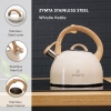 2.5 L Zymta Whistling Stainless Steel Teapot With Ergonomic Handle - Beige