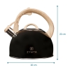 2.5 L Zymta Whistling Stainless Steel Teapot With Ergonomic Handle - Black 