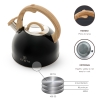 2.5 L Zymta Whistling Stainless Steel Teapot With Ergonomic Handle - Black 