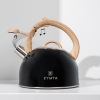 2.5 L Zymta Whistling Stainless Steel Teapot With Ergonomic Handle - Black 
