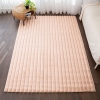 Para Sala Vertical Stripes Faux Rabbit Fur Carpet 200 x 280 cm Rectangular Zymta Winter Carpet - Pink